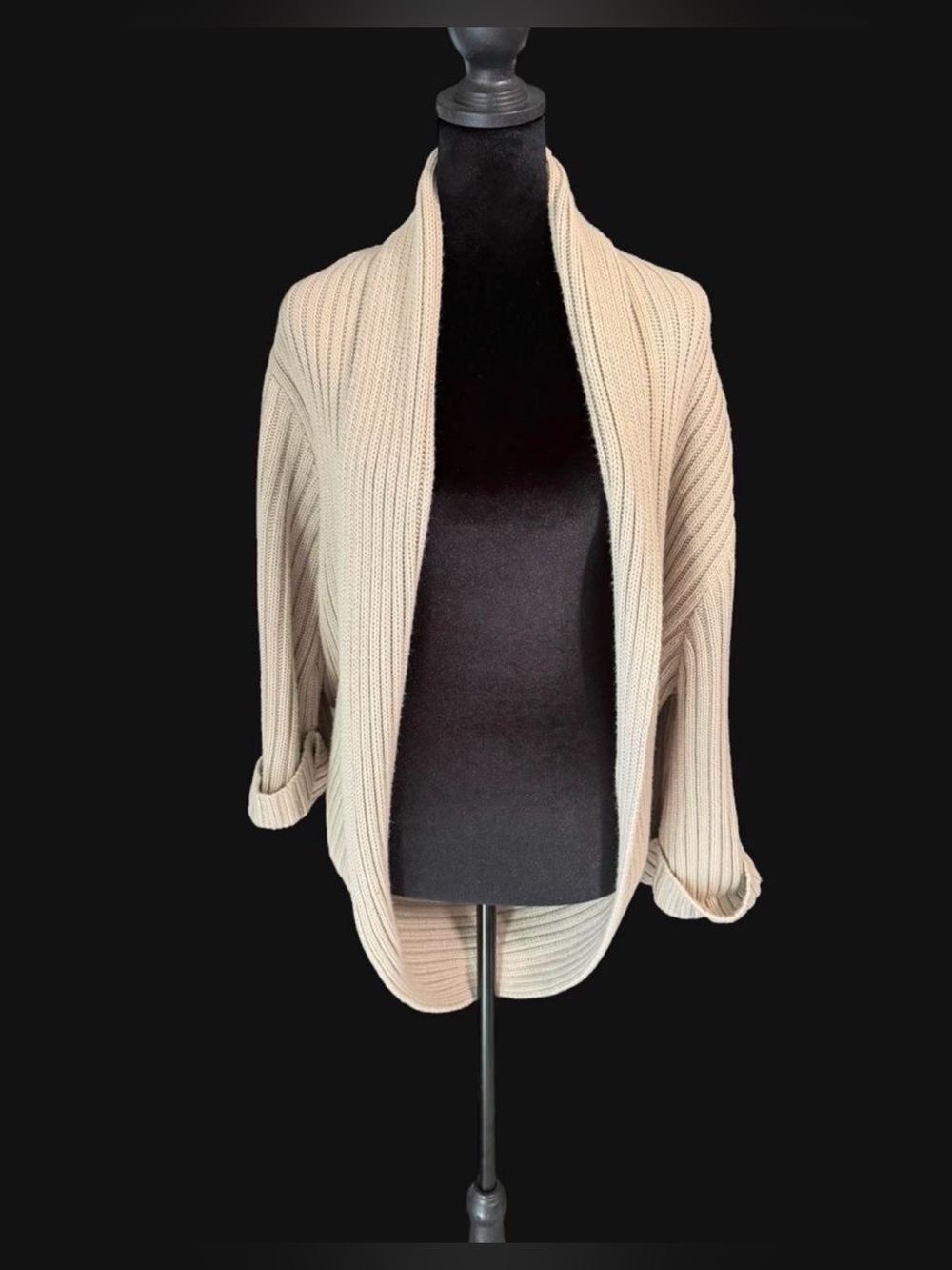 The Limited Open-Front Ribbed Cardigan in Cream XL